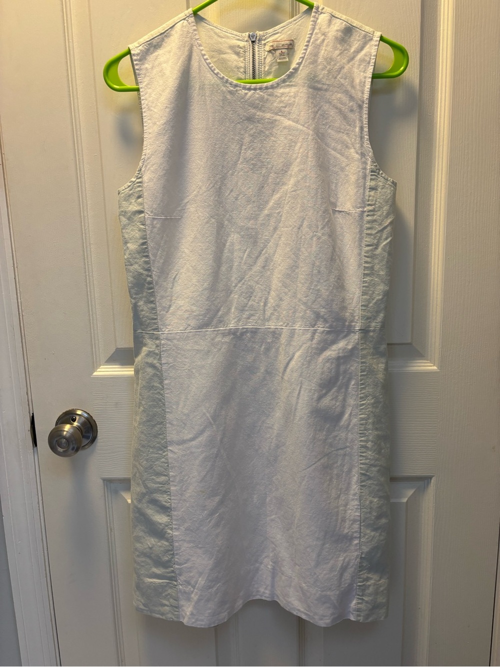 GAP White Linen Sleeveless Dress with Pale Mint Panels